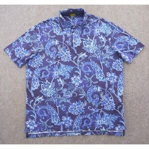 Polo Golf Ralph Lauren Shirt Mens Extra Large Blue Paisley Print Short Sleeve